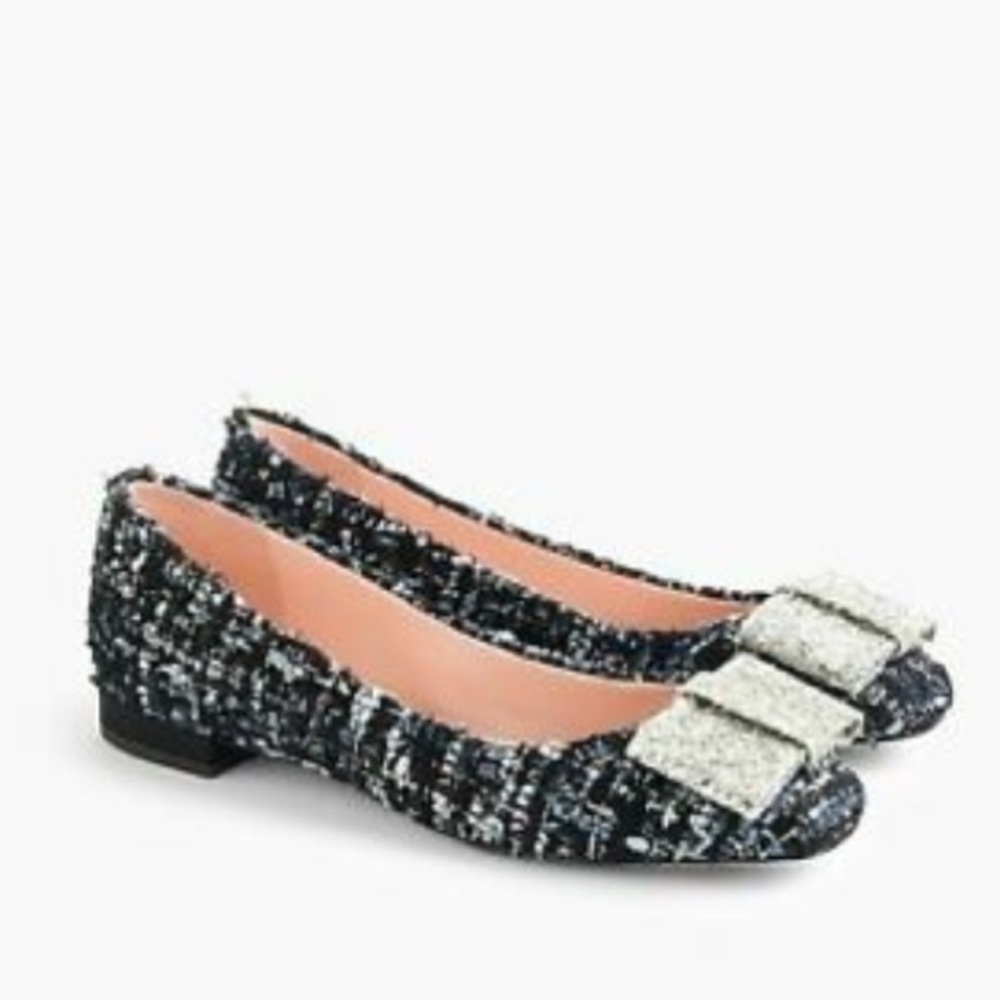 J. Crew Black and White Tweed Flats